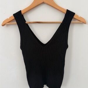 Madewell Black Ribbed V-Neck Tank